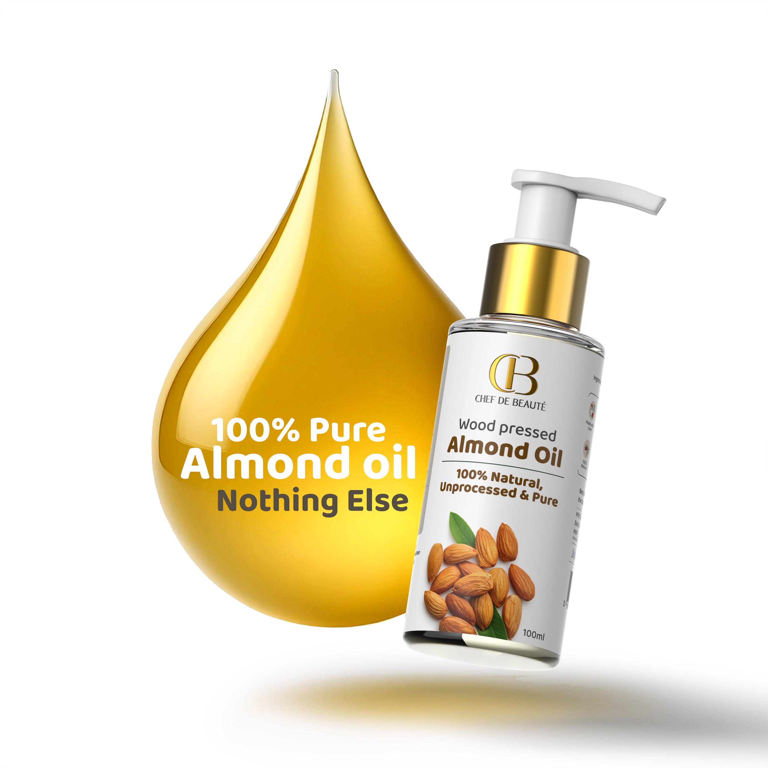 Wood Pressed Almond Oil - 100% Pure, Natural & Unprocessed