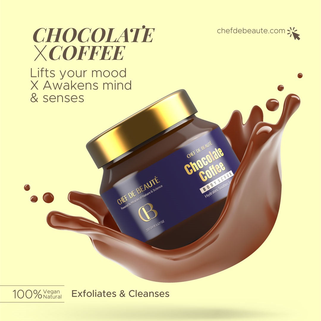 Chef’s Chocolate Coffee Body Scrub & Polish with Organic Avocado Oil - 100% Vegan & Natural - 200 Grams